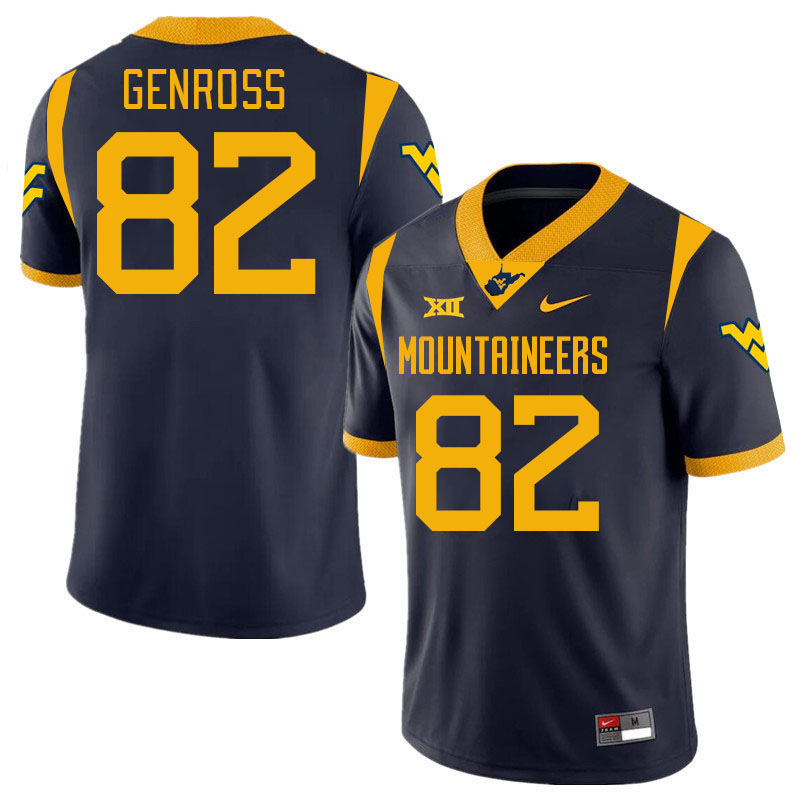 #82 Greg Genross West Virginia Mountaineers College 2024 New Uniforms Football Jerseys Stitched Sale-Navy